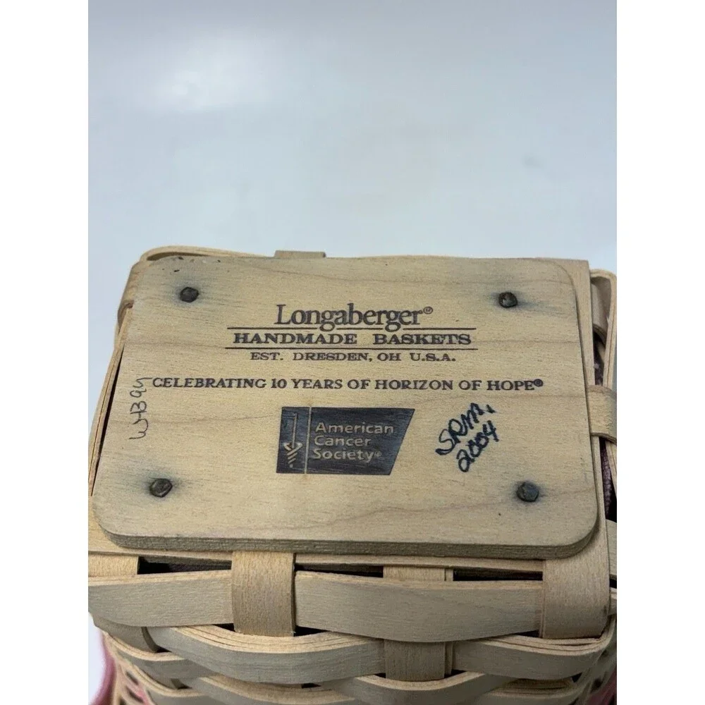Longaberger 2004 Horizon of Hope American Cancer Society Whitewashed Basket 6